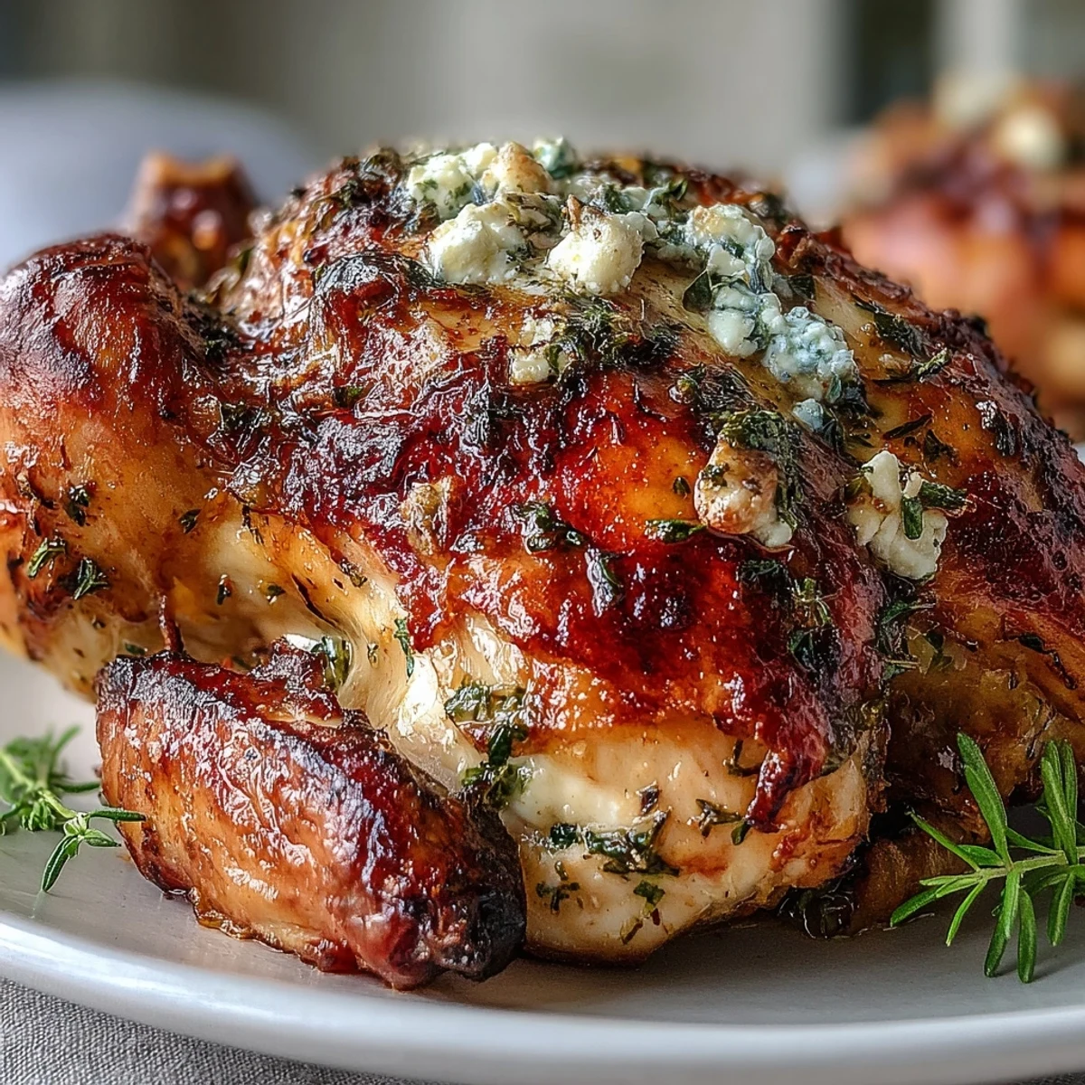 Golden roasted chicken with lemon herbs sits beside buttery pot potatoes, topped with creamy feta and fresh dill in this Mediterranean main dish.
