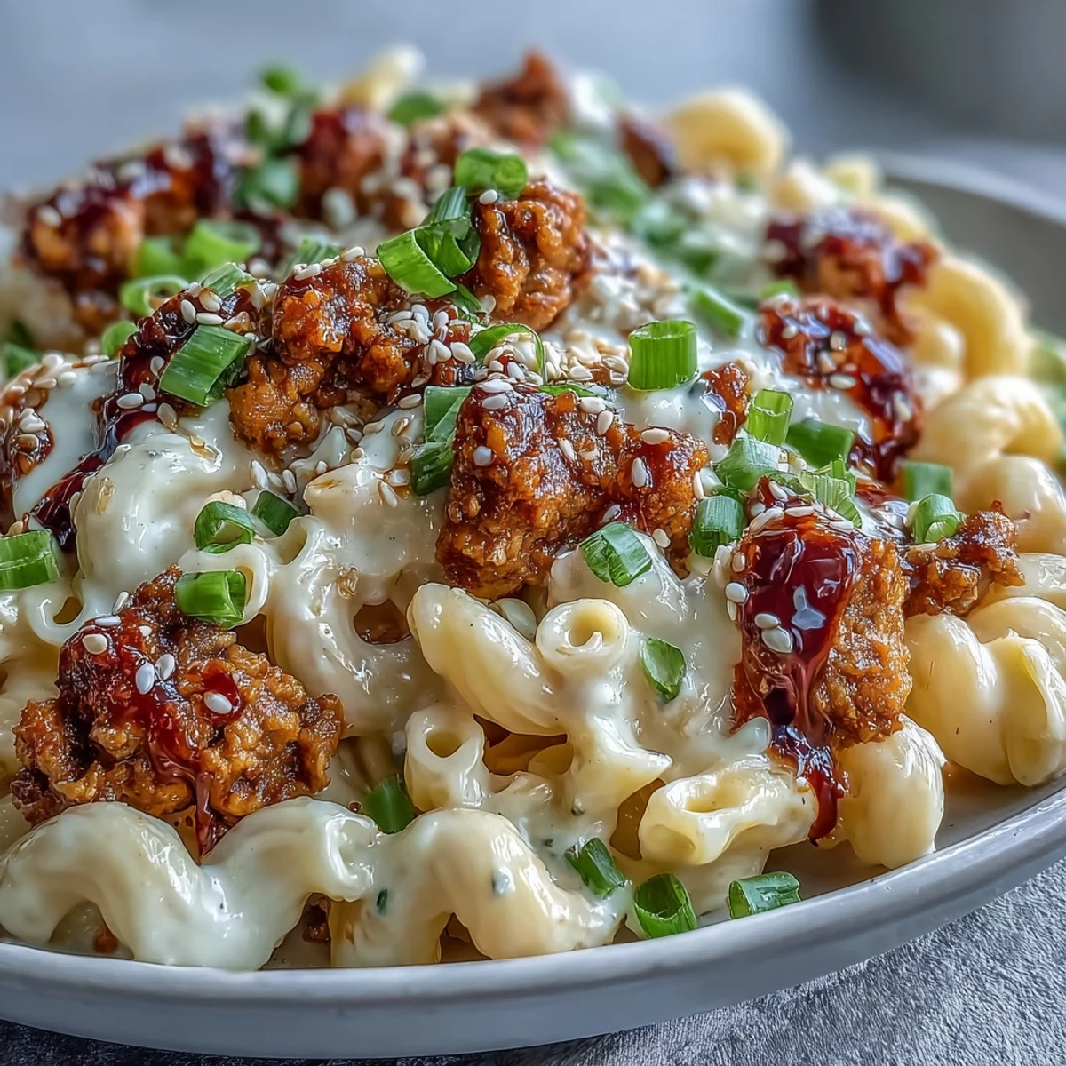 Serve Korean-Style Turkey Mac & Cheese as a comforting fusion main dish, perfect for busy weeknight dinners.