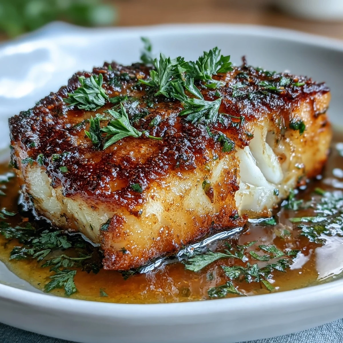 Vibrant pan-seared fish bowl with tender white fish over rice and colorful roasted vegetables, drizzled with zesty lemon sauce.  