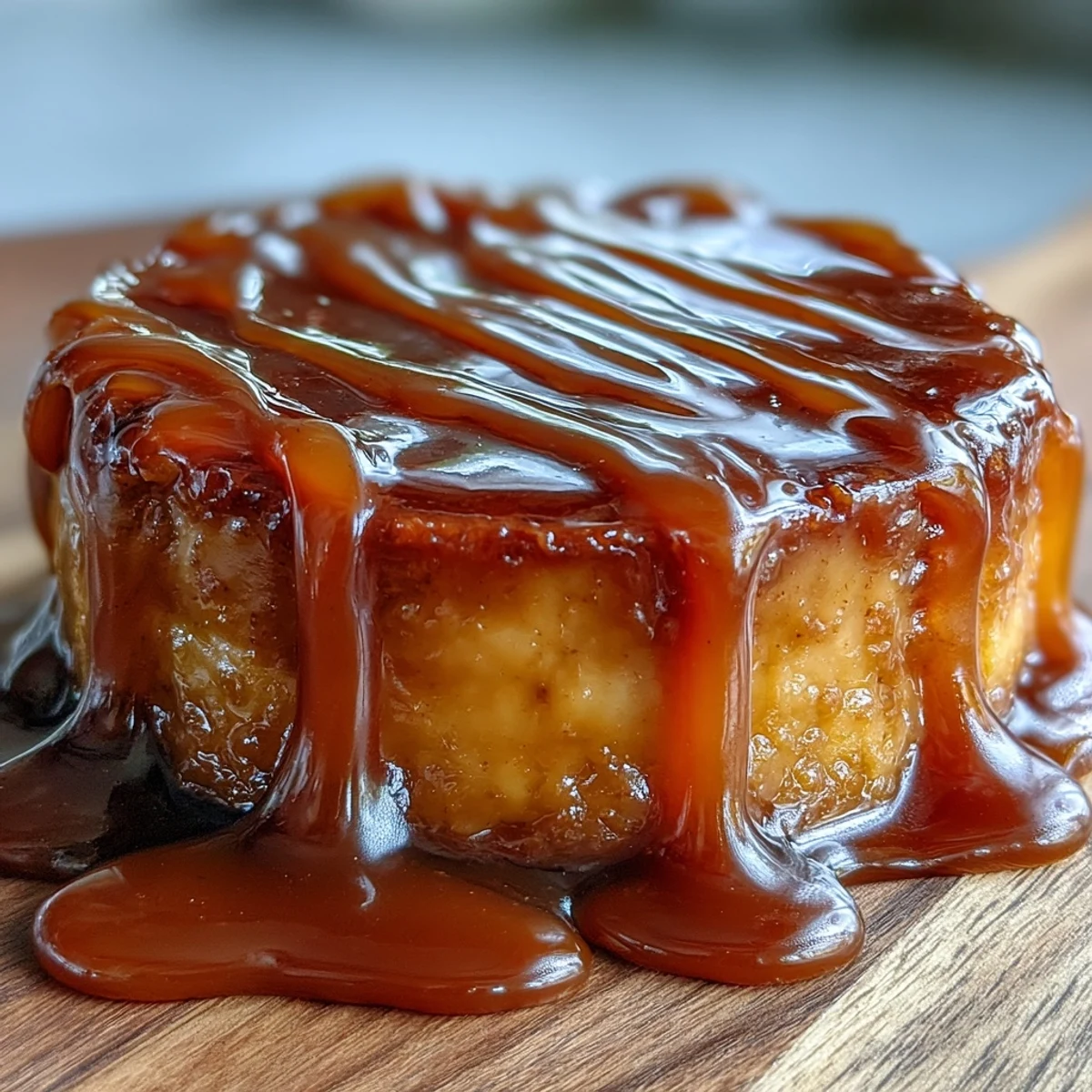 Luscious miso caramel sauce in a jar, perfect for topping pancakes or dipping fresh fruit.