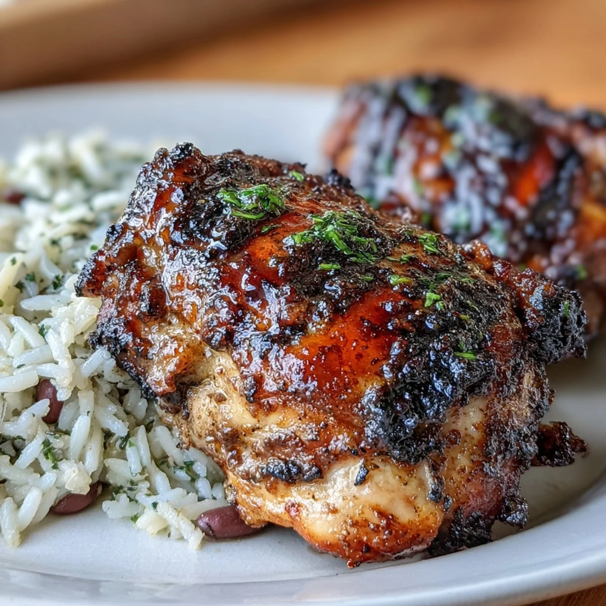 Vibrant Caribbean jerk chicken and rice with peas dish, featuring bold spices, creamy coconut milk, and tender beans for authentic island flavor.