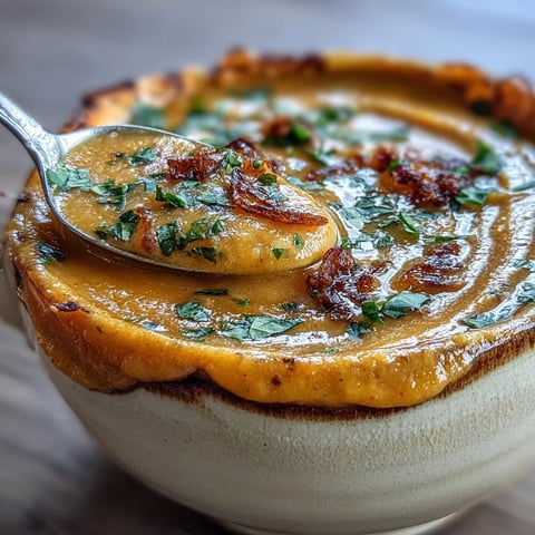 Butternut Squash Broccoli Cheddar Soup in a rustic bowl, topped with extra cheddar and a sprig of thyme, ready to enjoy.