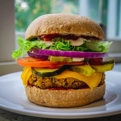 Hearty flavorful veggie burger