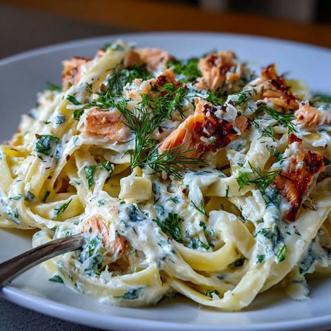 This easy weeknight salmon pasta is tossed with fettuccine, Parmesan, and lemon zest for a rich, comforting main dish.  