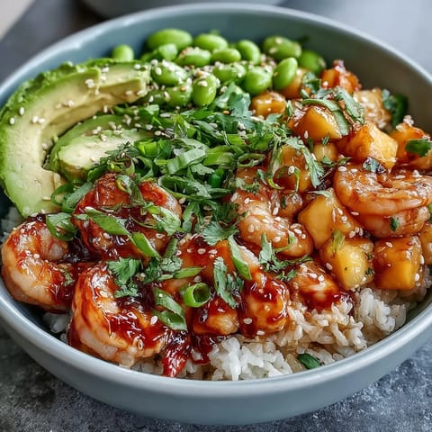 Shrimp Mango Edamame Bowl