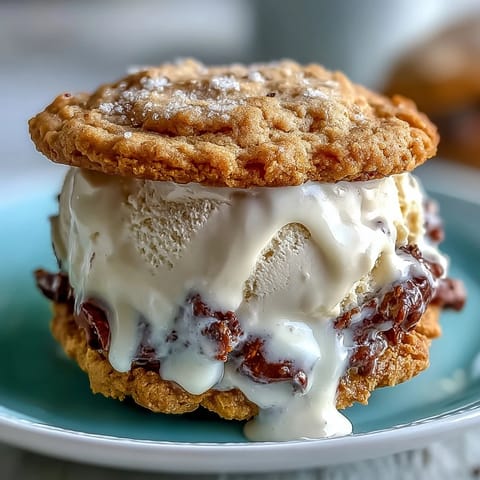 Vanilla bean ice cream and espresso cookies combine in this indulgent frozen dessert treat.  