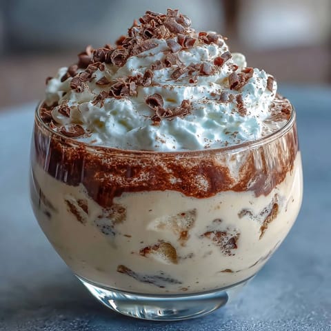 Indulgent tiramisu cups featuring rich coffee flavor and smooth vanilla bean cream, perfect for coffee lovers.  