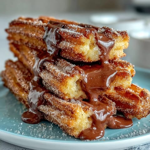 Golden, bite-sized churros tossed in cinnamon sugar and served with a rich, warm chocolate sauce for dipping.