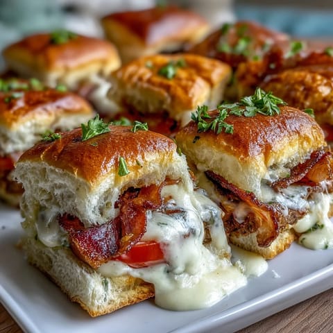 Warm sliders with roast turkey, bacon, and creamy Mornay sauce on soft brioche buns, perfect for Derby parties.