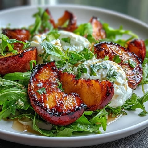 Grilled Peach Burrata Honey Salad