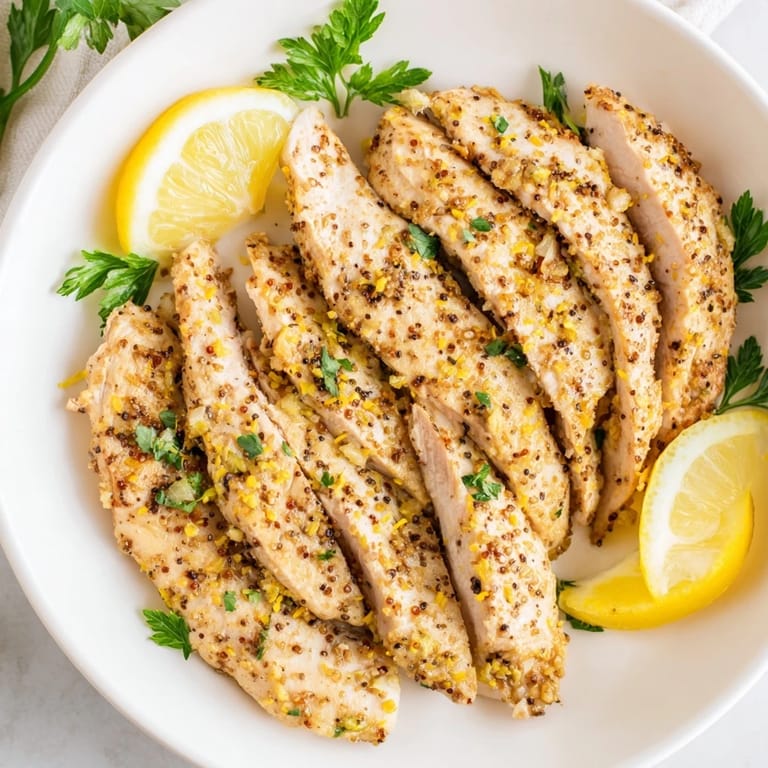 Juicy, flavorful Lemon Pepper Chicken breasts, marinated in zesty lemon and herbs, a delicious main.