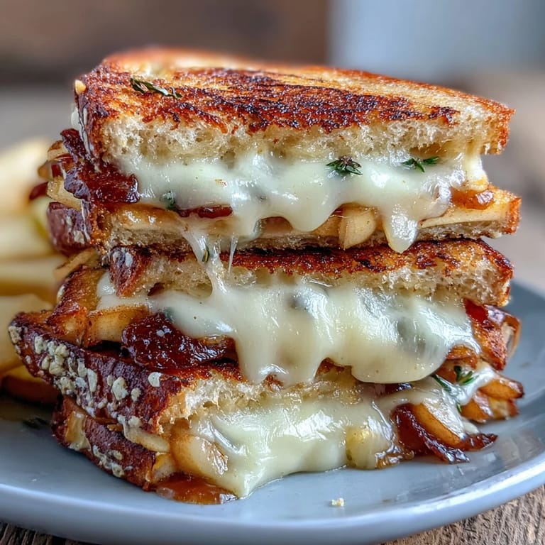 Gourmet Smoked Gouda & Apple Grilled Cheese, perfectly grilled and oozing cheesy goodness.
