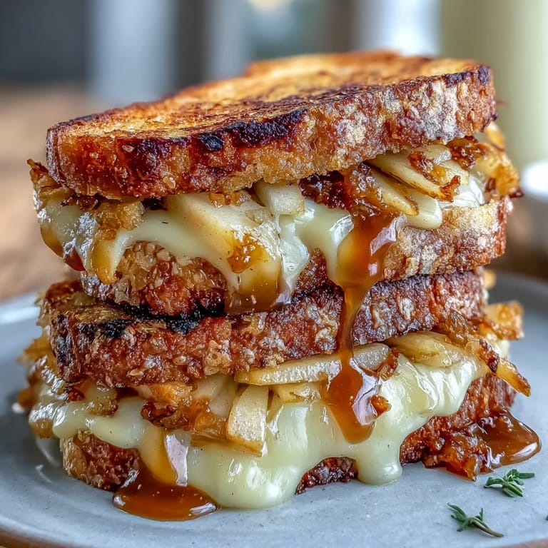 Savory Smoked Gouda & Apple Grilled Cheese, a comforting bite with sweet, tart fruit.