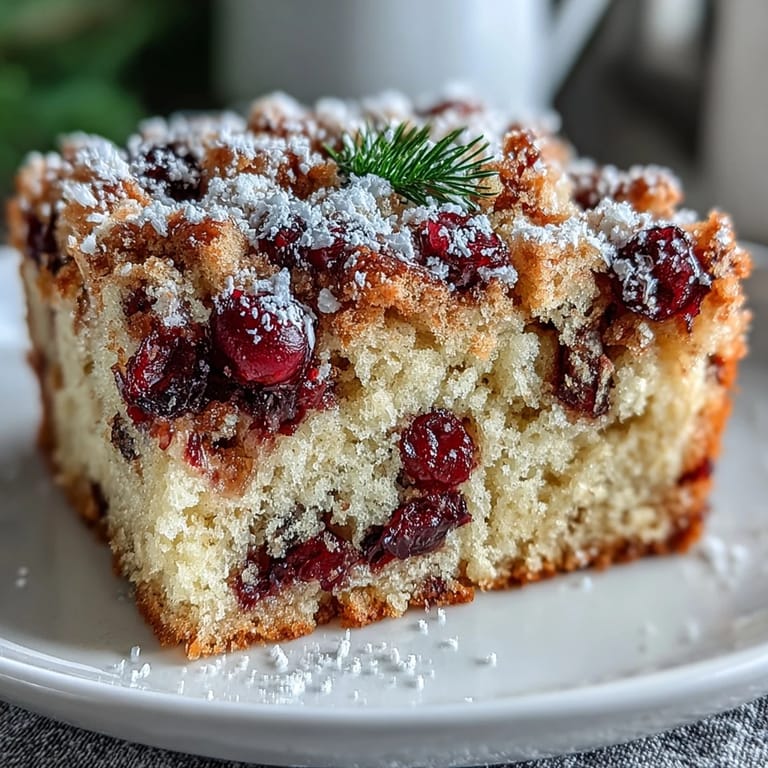 Cranberry Orange Breakfast Cake sits beside a mug of coffee and fresh orange slices for a cozy morning brunch spread.