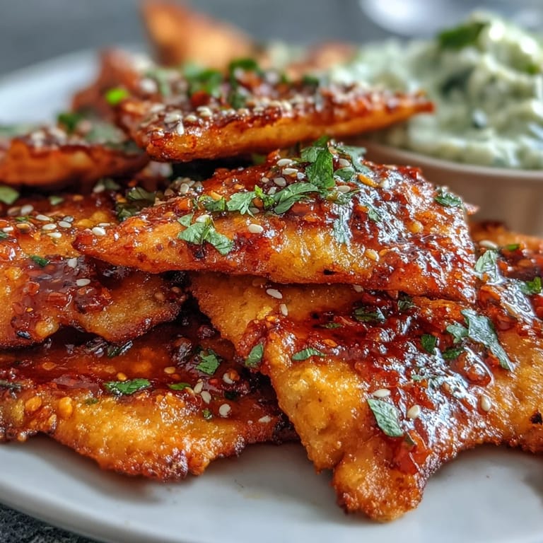 A close-up view of Spicy Chili Crisp Garlic Naan Chips showing crunchy texture and a bowl of refreshing cucumber dip.