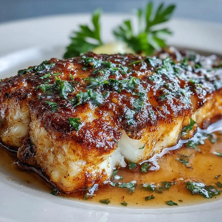 Healthy pan-seared fish bowl featuring flaky cod on fluffy rice, paired with seasonal roasted vegetables and a bright lemon butter sauce.  