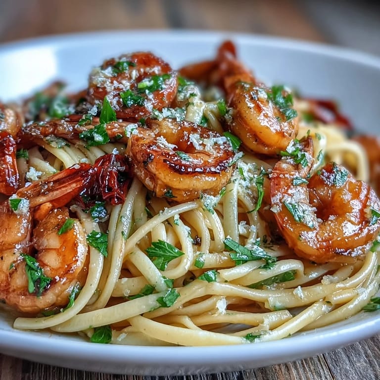 Spicy chili-garlic shrimp sautéed to perfection, tossed with al dente linguine and vibrant herbs for a restaurant-quality pasta.  