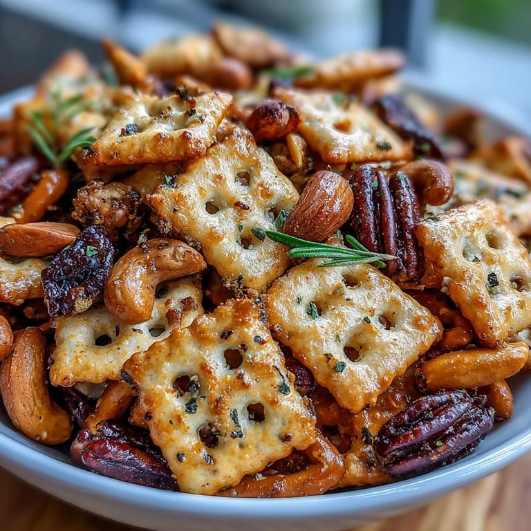 Tangy sourdough Cheez-Its combined with mixed nuts and pretzels, tossed in smoky butter seasoning.  