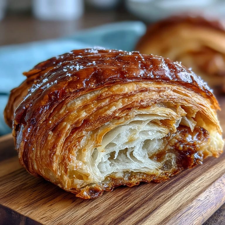 Buttery sourdough croissants with a crisp crust and soft, tangy interior, perfect for breakfast.