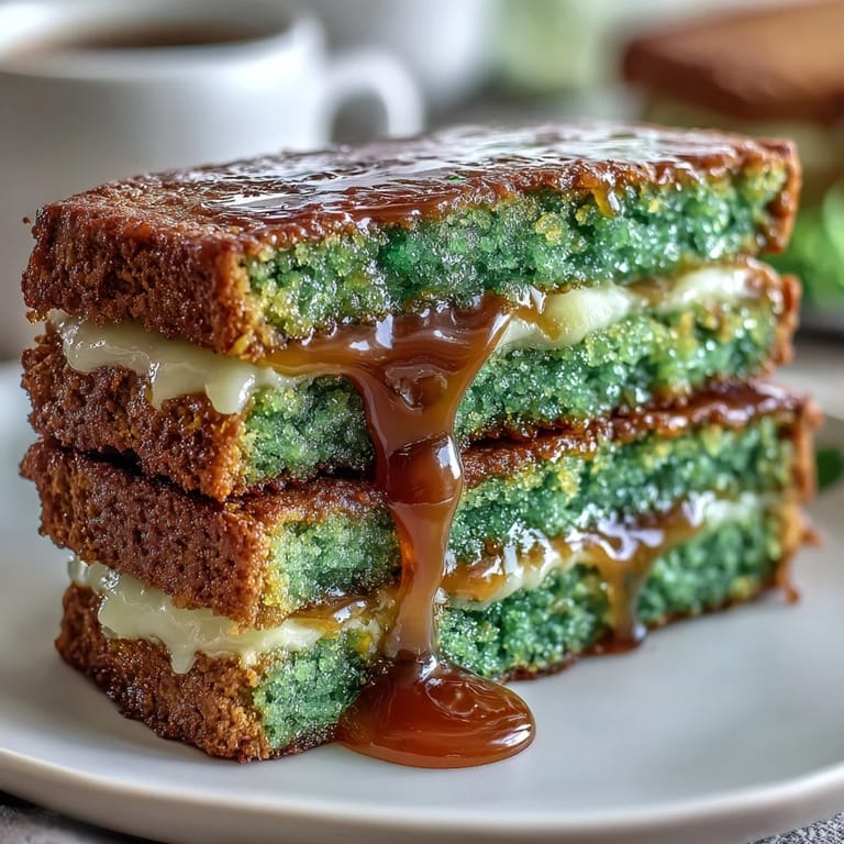Irresistible St. Patrick's Day cookie sandwiches featuring bright green sugar cookies layered with fluffy vanilla frosting and crunchy sugar coating.