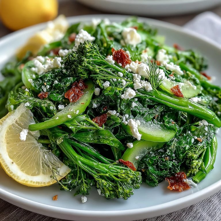 Colorful radish and cucumber salad drizzled with tangy lemon vinaigrette, garnished with fresh herbs and optional feta cheese.