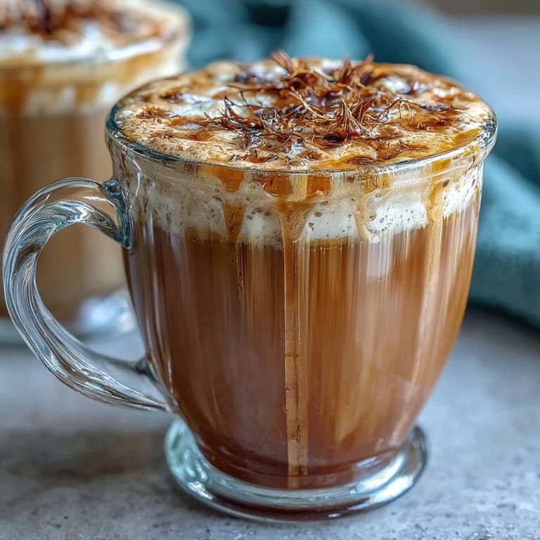 Warm dandelion tea latte with oat milk and honey, offering a soothing, caffeine-free alternative for cozy mornings.