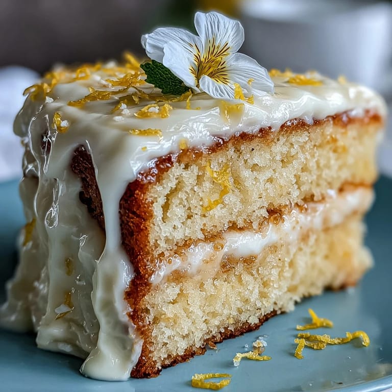 Bright, moist lemon cake with fluffy frosting, perfect for celebratory occasions.