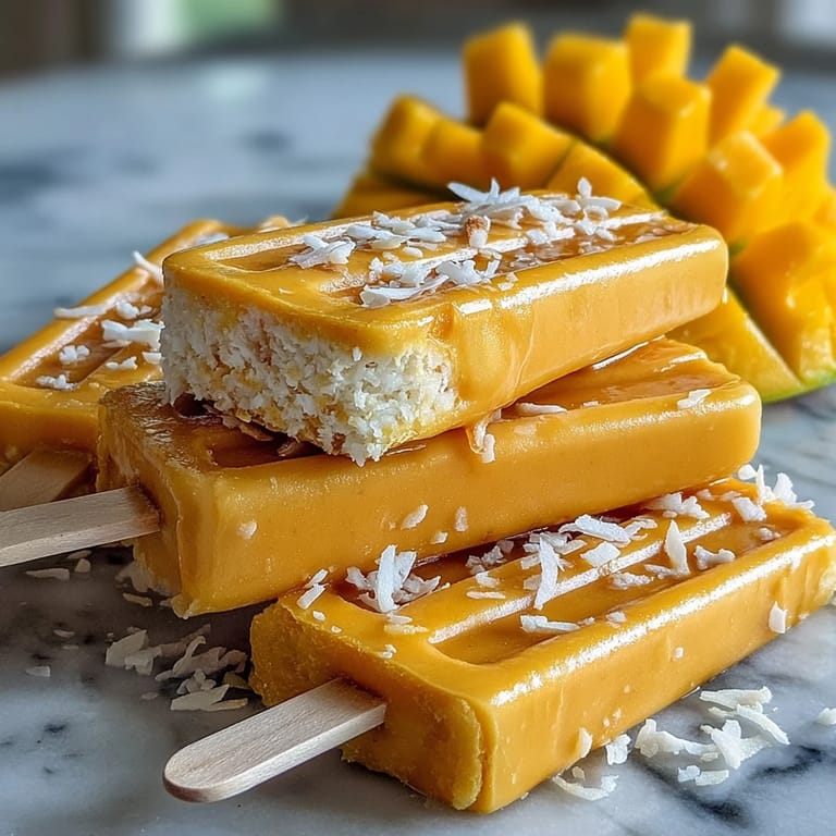 Enjoy these easy, naturally sweet vegan mango coconut popsicles chilled.
