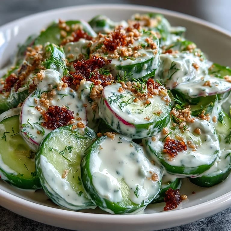 Enjoy this easy viral cucumber salad bursting with fresh dill and creamy dressing.