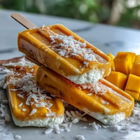 Creamy vegan mango coconut popsicles, a tropical dairy-free delight.